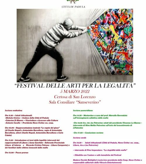  Padula, al via il 5 marzo il Festival delle Arti per la Legalità