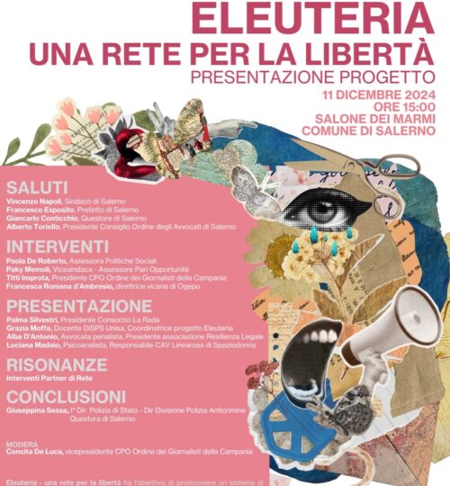  A Salerno il progetto “Eleuteria: una rete per la libertà”,un sistema di supporto integrato contro la violenza sulle donne